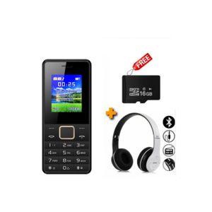 1.77" - 1000mAh - Sleek Dual SIM with Wireless FM/ Radio - Black + FREE P47 Headset & 16GB Memory Card