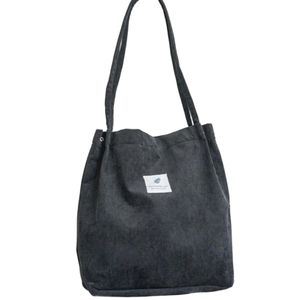 Genetic Shoulder Bags Corduroy Totes Shopping Handbag- Grey