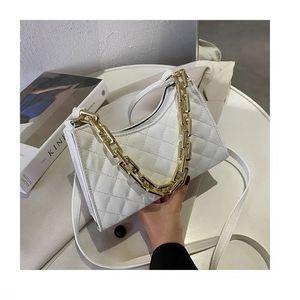 Elegant PU Leather Crossbody Chain Handbag - White